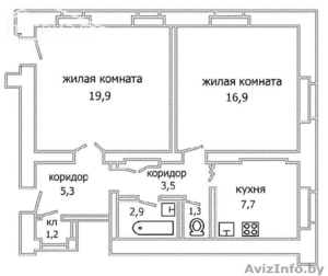 2-комнатная квартира в городе Кобрине - Изображение #1, Объявление #892433