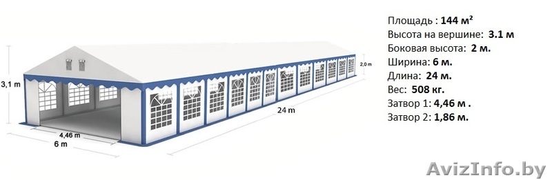 Комерческий Шатер (6м х 24м) 192 м.кв Стандарт+ - Изображение #1, Объявление #1145707